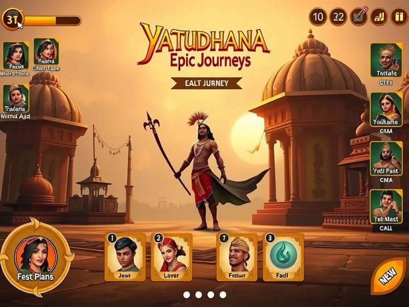 Yatudhana Epic Journeys gameplay screenshot showing character in ancient Indian setting